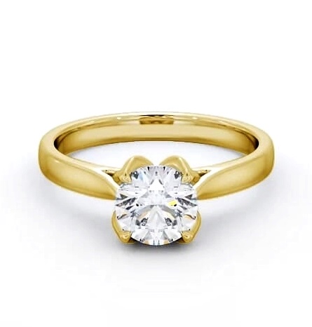 Round Diamond with leaf Shaped Prongs Ring 9K Yellow Gold Solitaire ENRD138_YG_THUMB2 