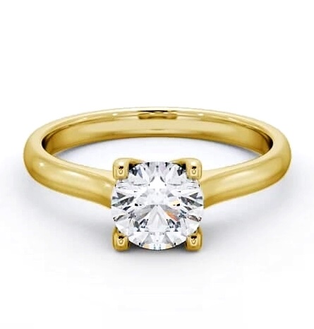 Round Diamond Contemporary Style Ring 9K Yellow Gold Solitaire ENRD140_YG_THUMB2 