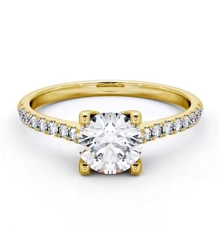 Round Diamond Slender Band Engagement Ring 18K Yellow Gold Solitaire ENRD140S_YG_THUMB2 