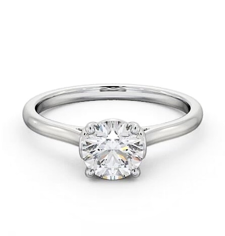 Round Diamond Unique Style Head Engagement Ring Palladium Solitaire ENRD141_WG_THUMB2 