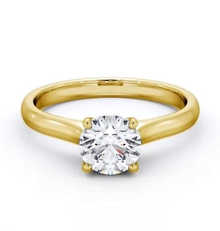 Round Diamond Subtle Style Engagement Ring 18K Yellow Gold Solitaire ENRD142_YG_THUMB2 