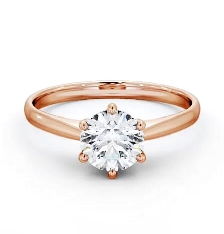 Round Diamond Classic 6 Prong Engagement Ring 18K Rose Gold Solitaire ENRD146_RG_THUMB2 