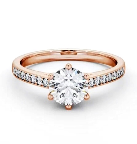 Round Diamond 6 Prong Engagement Ring 9K Rose Gold Solitaire ENRD146S_RG_THUMB2 