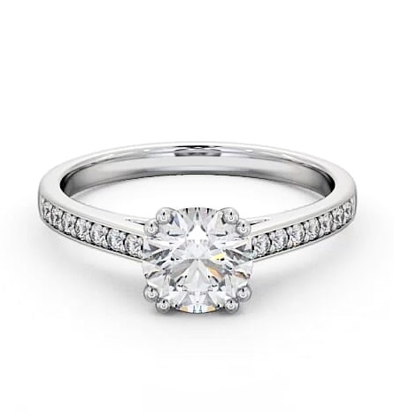 Round Diamond 8 Prong Engagement Ring 18K White Gold Solitaire ENRD148S_WG_THUMB2 