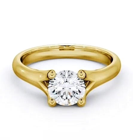 Round Diamond Split Band Engagement Ring 18K Yellow Gold Solitaire ENRD14_YG_THUMB2 