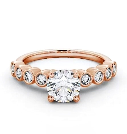 Round Diamond Engagement Ring 9K Rose Gold Solitaire with Bezel ENRD154S_RG_THUMB1