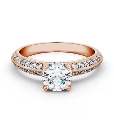 Round Diamond Knife Edge Band Engagement Ring 18K Rose Gold Solitaire ENRD156S_RG_THUMB2 