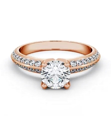 Round Diamond Knife Edge Band Engagement Ring 9K Rose Gold Solitaire ENRD157S_RG_THUMB2 