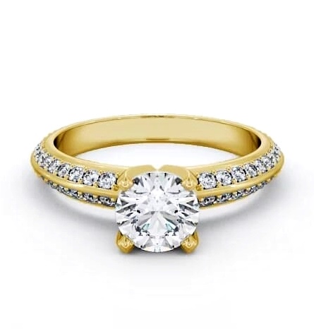 Round Diamond Knife Edge Band Engagement Ring 9K Yellow Gold Solitaire ENRD157S_YG_THUMB2 