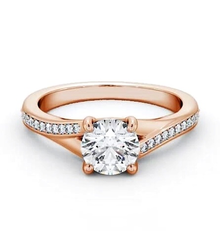 Round Ring 9K Rose Gold Solitaire with Offset Channel Of Side Stones ENRD158S_RG_THUMB2 