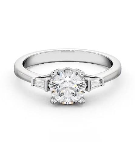 Round Ring Platinum Solitaire with Baguette Side Stones ENRD159S_WG_THUMB2 