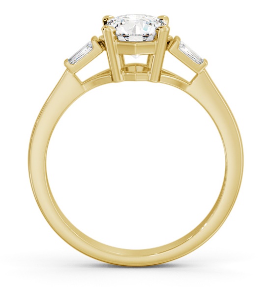 Round Ring 9K Yellow Gold Solitaire with Baguette Side Stones ENRD159S_YG_THUMB1 