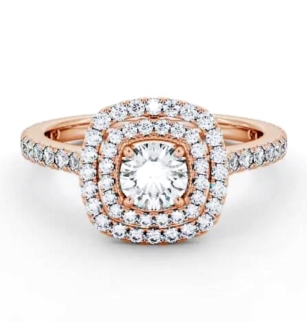 Double Halo Round Diamond Engagement Ring 9K Rose Gold ENRD160_RG_THUMB2 