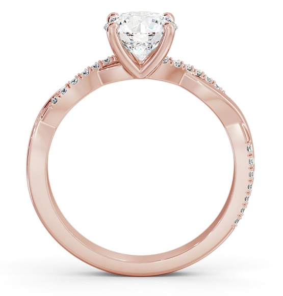 Round Diamond Crossover Band Engagement Ring 18K Rose Gold Solitaire ENRD160S_RG_THUMB1 