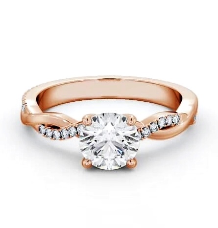 Round Diamond Crossover Band Engagement Ring 9K Rose Gold Solitaire ENRD160S_RG_THUMB2 