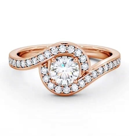 Halo Round Diamond Swirling Design Engagement Ring 9K Rose Gold ENRD161_RG_THUMB2 