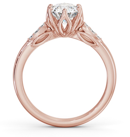 Round Diamond Leaf Design Engagement Ring 18K Rose Gold Solitaire ENRD161S_RG_THUMB1 