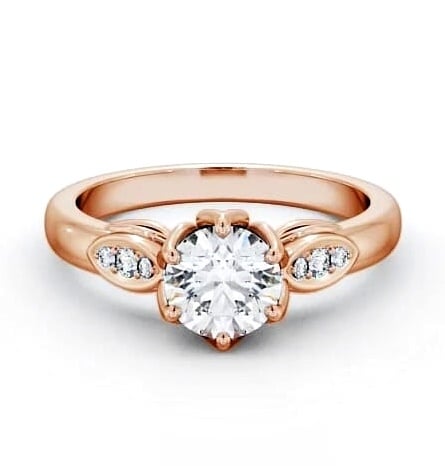 Round Diamond Leaf Design Engagement Ring 18K Rose Gold Solitaire ENRD161S_RG_THUMB2 