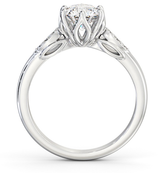 Round Diamond Leaf Design Engagement Ring 18K White Gold Solitaire ENRD161S_WG_THUMB1 