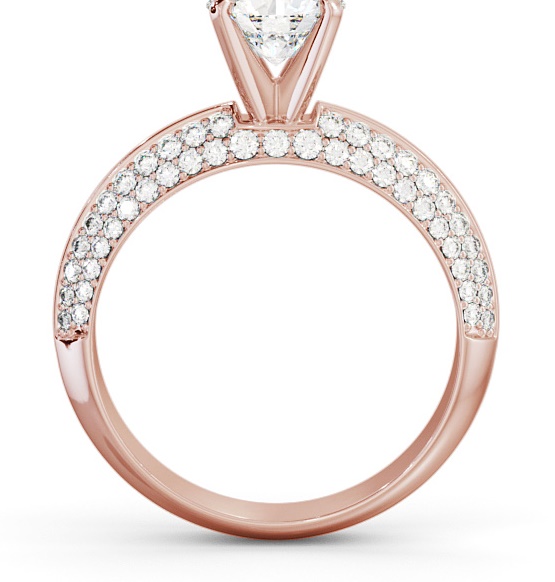 Round Ring 9K Rose Gold Solitaire with Pave Cluster Side Stones ENRD165S_RG_THUMB1 