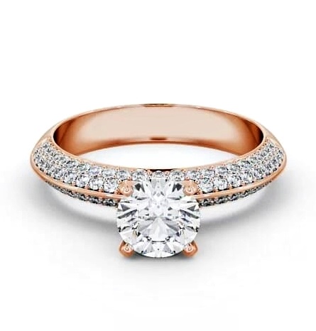 Round Ring 18K Rose Gold Solitaire with Pave Cluster Side Stones ENRD165S_RG_THUMB2 