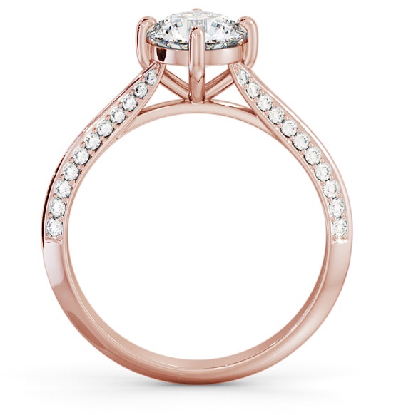 Round Diamond Knife Edge Band Engagement Ring 18K Rose Gold Solitaire ENRD166S_RG_THUMB1 