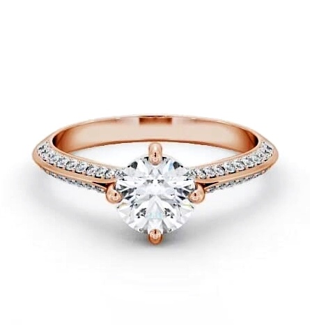 Round Diamond Knife Edge Band Engagement Ring 18K Rose Gold Solitaire ENRD166S_RG_THUMB2 