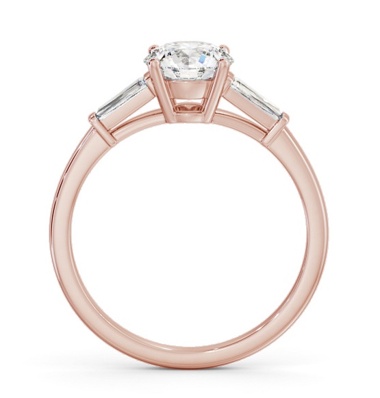 Round Ring 9K Rose Gold Solitaire with Tapered Baguette Side Stones ENRD168S_RG_THUMB1 