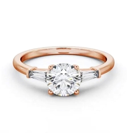 Round Ring 18K Rose Gold Solitaire with Tapered Baguette Side Stones ENRD168S_RG_THUMB2 