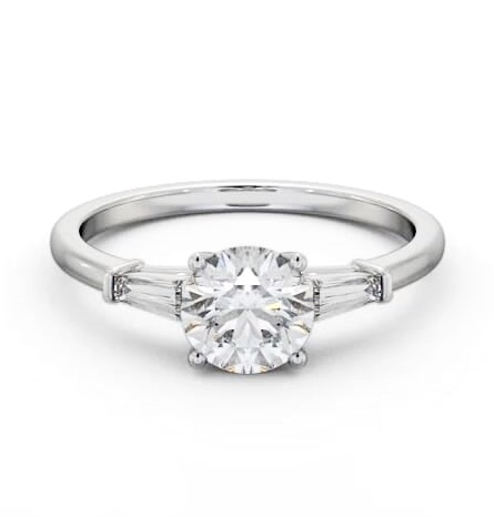 Round Ring Platinum Solitaire with Tapered Baguette Side Stones ENRD168S_WG_THUMB2 