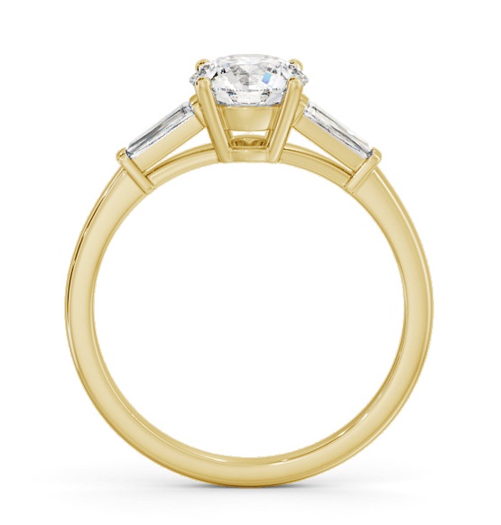 Round Ring 9K Yellow Gold Solitaire with Tapered Baguette Side Stones ENRD168S_YG_THUMB1 