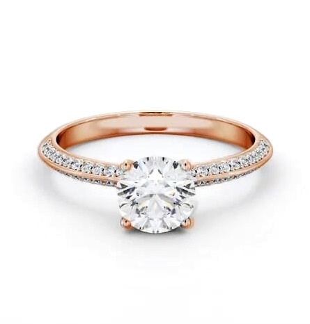 Round Diamond Knife Edge Engagement Ring 18K Rose Gold Solitaire ENRD173S_RG_THUMB1