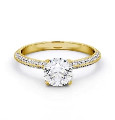 Round Diamond Knife Edge Engagement Ring 9K Yellow Gold Solitaire ENRD173S_YG_THUMB1