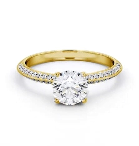 Round Diamond Knife Edge Engagement Ring 18K Yellow Gold Solitaire ENRD173S_YG_THUMB2 