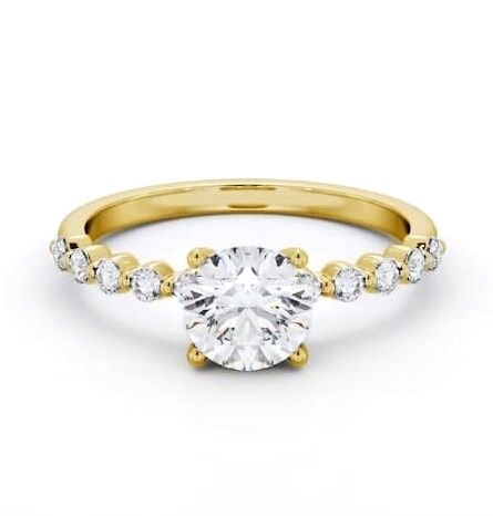 Round Diamond Engagement Ring 18K Yellow Gold Solitaire with Tension ENRD174S_YG_THUMB2 