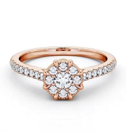 Halo Round Diamond Cluster Engagement Ring 9K Rose Gold ENRD175_RG_THUMB2 