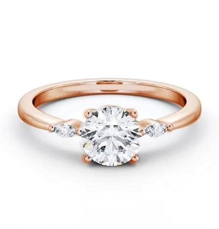 Round Ring 9K Rose Gold Solitaire with Marquise Shape Side Stones ENRD176S_RG_THUMB2 