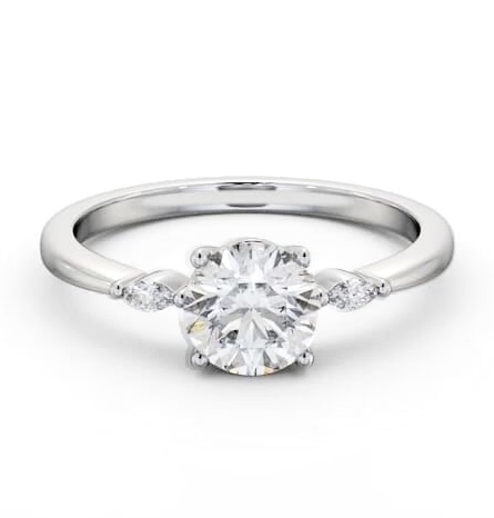 Round Ring Platinum Solitaire with Marquise Shape Side Stones ENRD176S_WG_THUMB2 