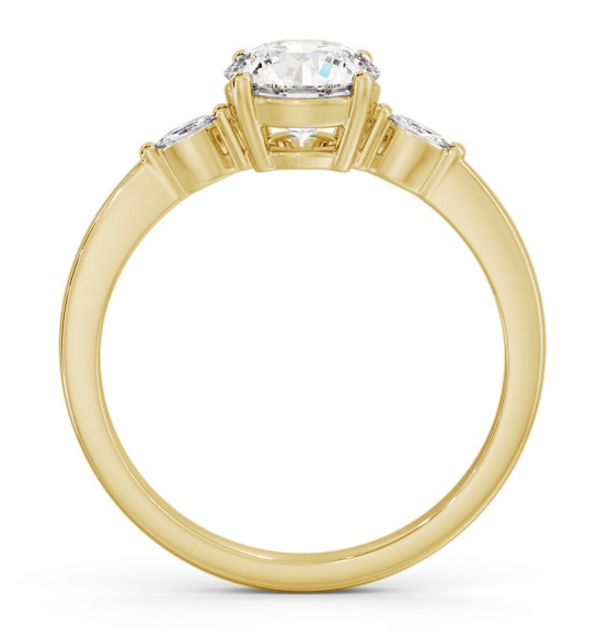 Round Ring 18K Yellow Gold Solitaire with Marquise Shape Side Stones ENRD176S_YG_THUMB1 