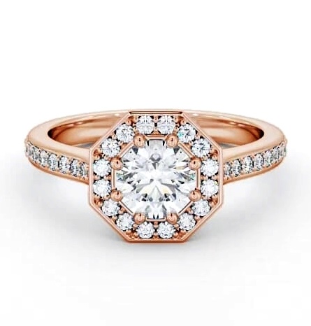 Halo Round Diamond Octagon Design Engagement Ring 9K Rose Gold ENRD177_RG_THUMB2 