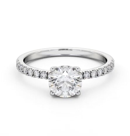 Round Diamond 4 Prong Engagement Ring Platinum Solitaire with Channel ENRD177S_WG_THUMB2 