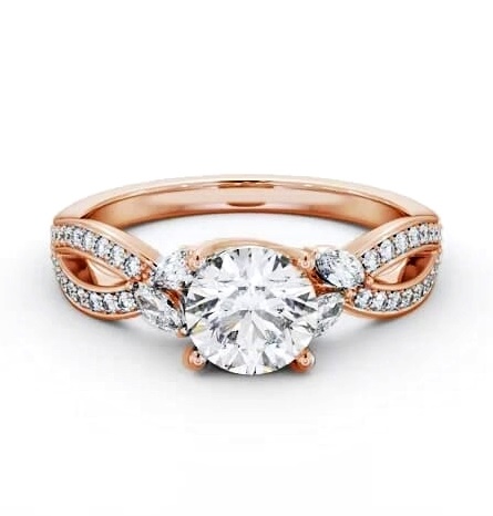 Round Diamond Exquisite Design Engagement Ring 18K Rose Gold Solitaire ENRD178S_RG_THUMB2 