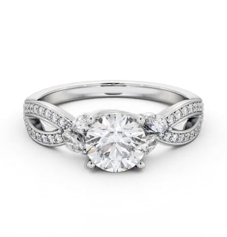 Round Diamond Exquisite Design Engagement Ring Platinum Solitaire ENRD178S_WG_THUMB2 