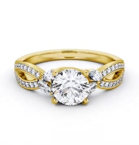 Round Diamond Exquisite Design Ring 18K Yellow Gold Solitaire ENRD178S_YG_THUMB2 