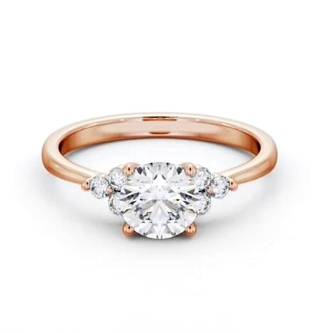 Round Ring 18K Rose Gold Solitaire with Three Round Diamonds ENRD179S_RG_THUMB2 