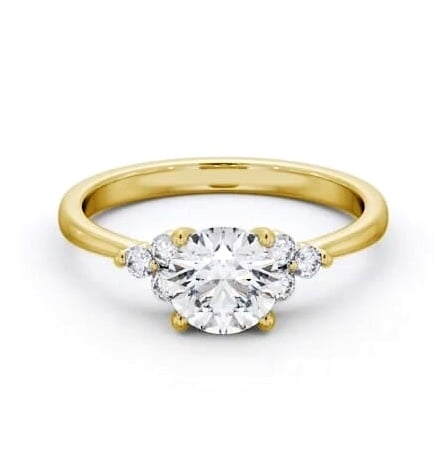 Round Ring 18K Yellow Gold Solitaire with Three Round Diamonds ENRD179S_YG_THUMB2 