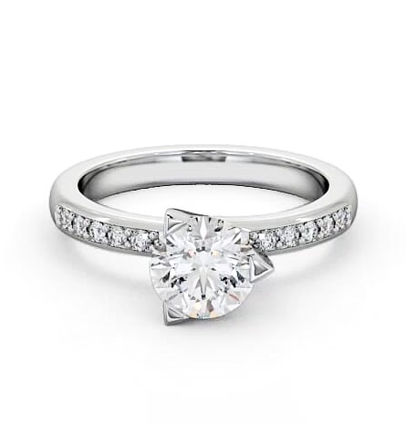 Round Diamond Rotated Head 3 Prong Ring 18K White Gold Solitaire ENRD17S_WG_THUMB2 