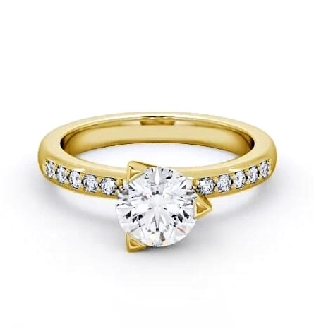 Round Diamond Rotated Head 3 Prong Ring 9K Yellow Gold Solitaire ENRD17S_YG_THUMB2 