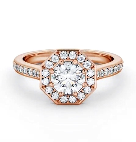 Halo Round Diamond Octagon Design Engagement Ring 9K Rose Gold ENRD180_RG_THUMB2 