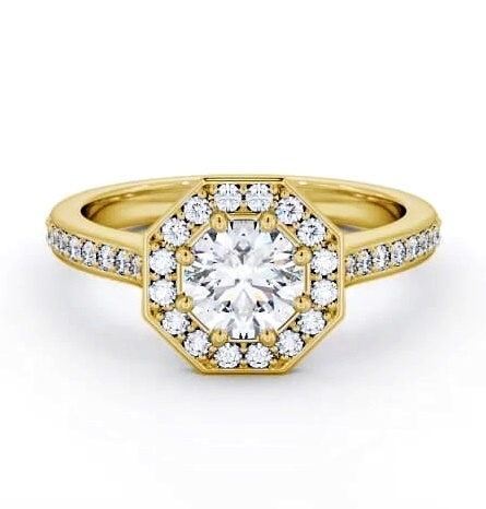 Halo Round Diamond Octagon Design Engagement Ring 9K Yellow Gold ENRD180_YG_THUMB2 